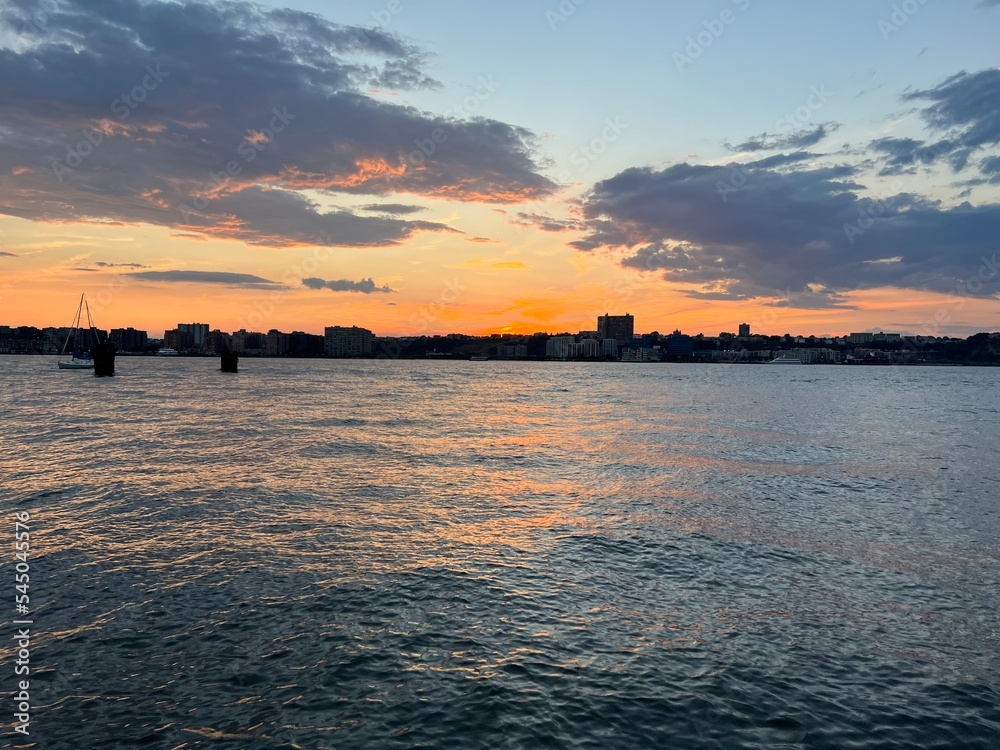 sea  hudson river sunset 