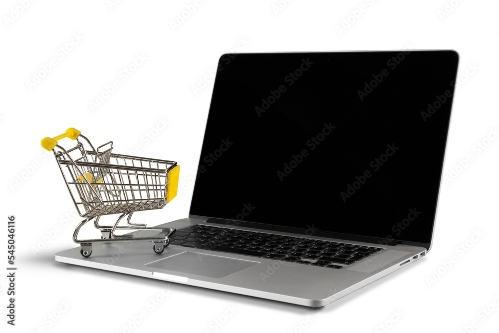 Small Shopping Cart on a Laptop