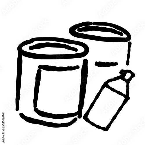 手描き風　スプレー缶と塗料缶