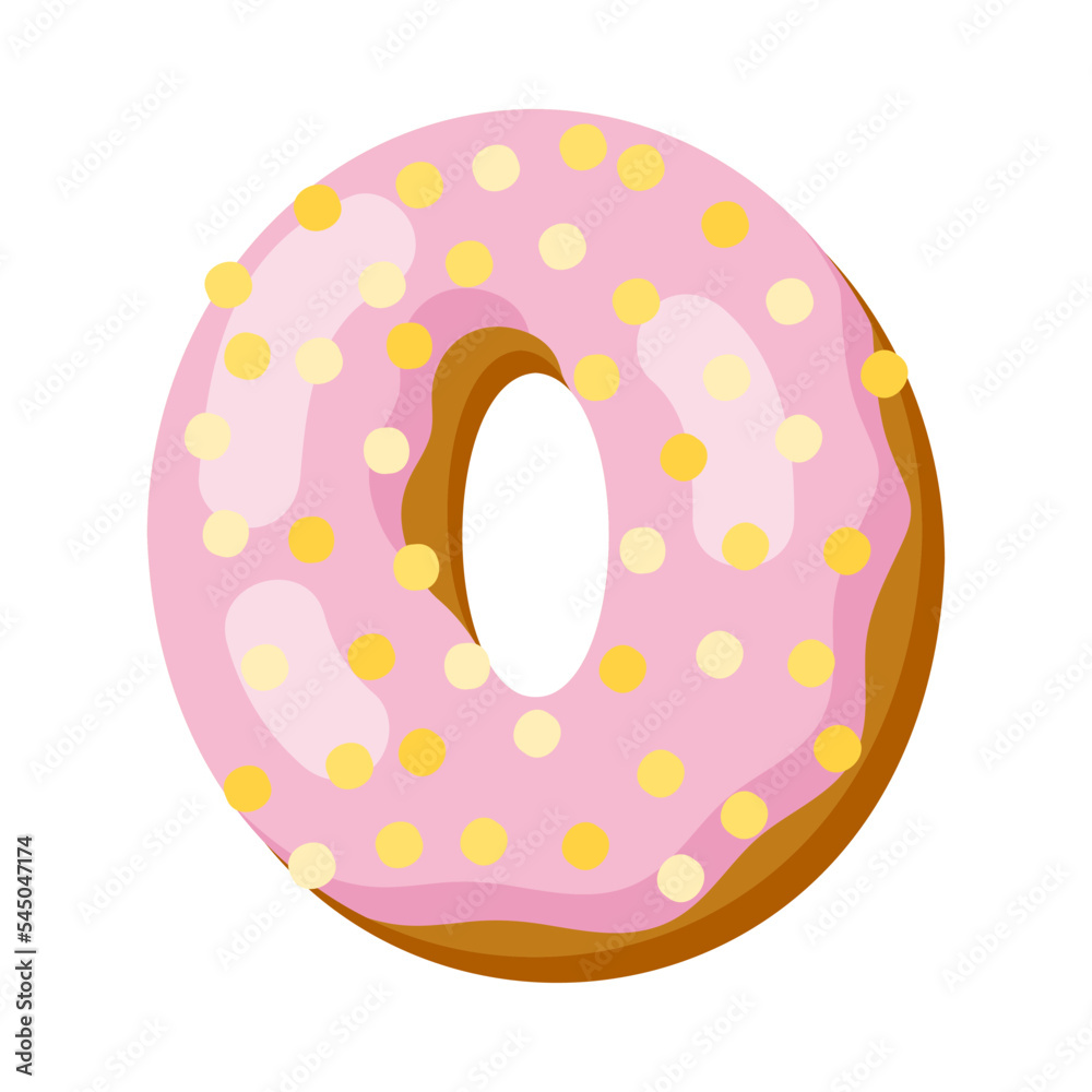 Letter o in donut font vector illustration. Design of alphabet letter ...