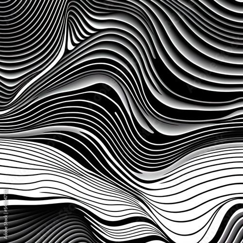 Abstract black and white waves background. Template design