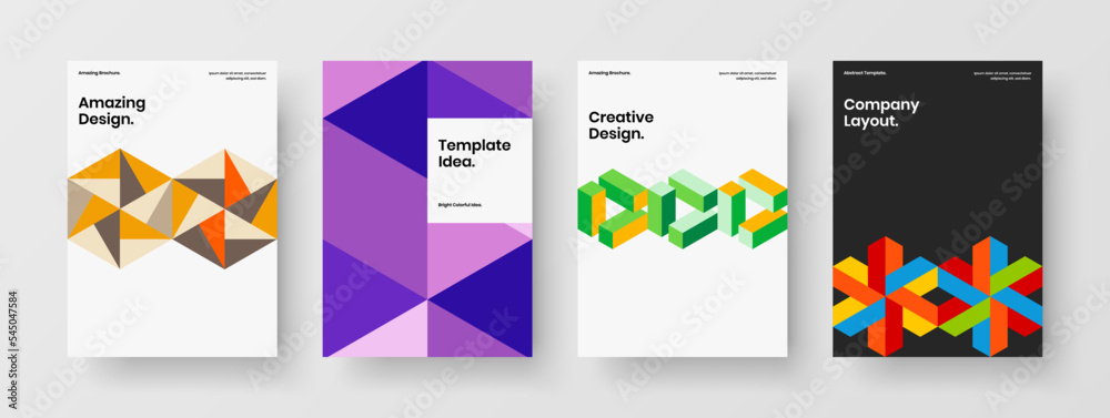 Creative booklet vector design template composition. Original mosaic shapes flyer layout bundle.