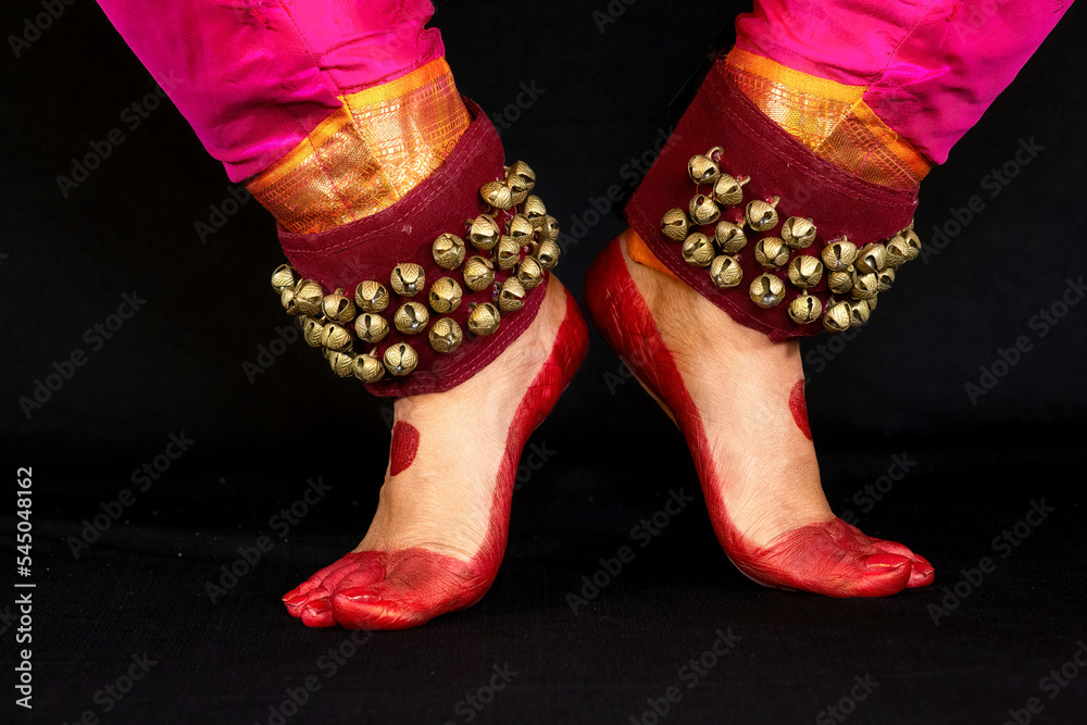Poster Female Indian Classical Dancer Legs In Closeup View 