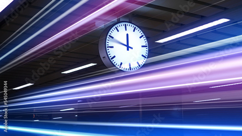 Rush hour Fast moving  evening ,Fast moving traffic drives   time lapse clock moving fast light each subway lane effect line light cg photo