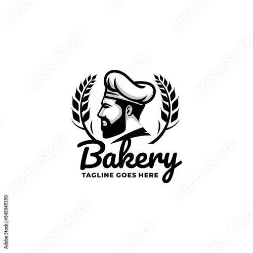 Bakery chef logo design vector