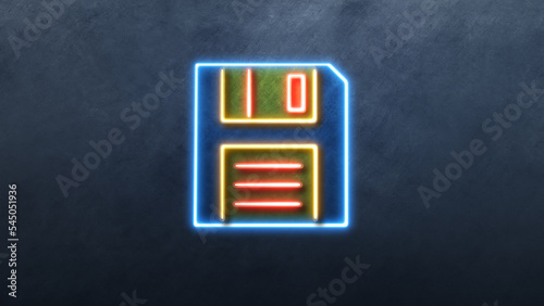 technology business Icon in convesation Neon animation. Light Glowing blue Bright Symbol with Dark Background