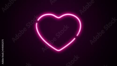 Neon heart Icon animation. Light Glowing blue Bright Symbol with black Background.