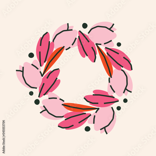 Cute botanical floral wreath illustration. Vector card  print  design