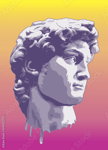 David sculpture bust. Michelangelo's David head Pop art. 