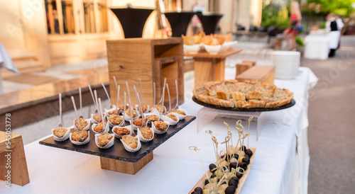 catering food on wedding table