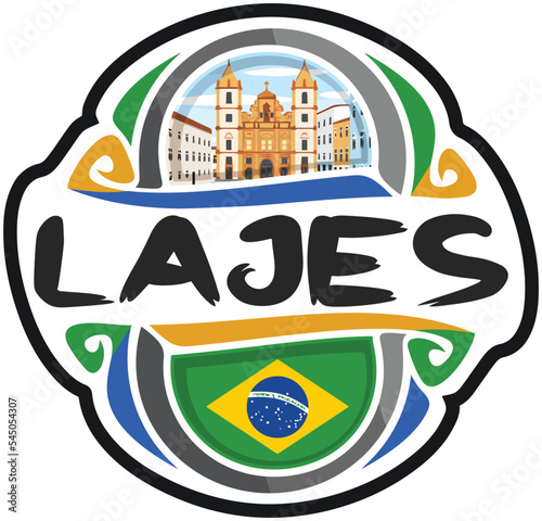 Lajes Brazil Flag Travel Souvenir Sticker Skyline Landmark Logo Badge Stamp Seal Emblem Coat of Arms Vector Illustration SVG EPS photo