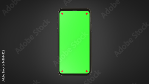 Phone mobile telephone with screen green screen chroma key on sci fi technology background smartphone technology cell phone touch message display with key Alpha channel 3d rendering
