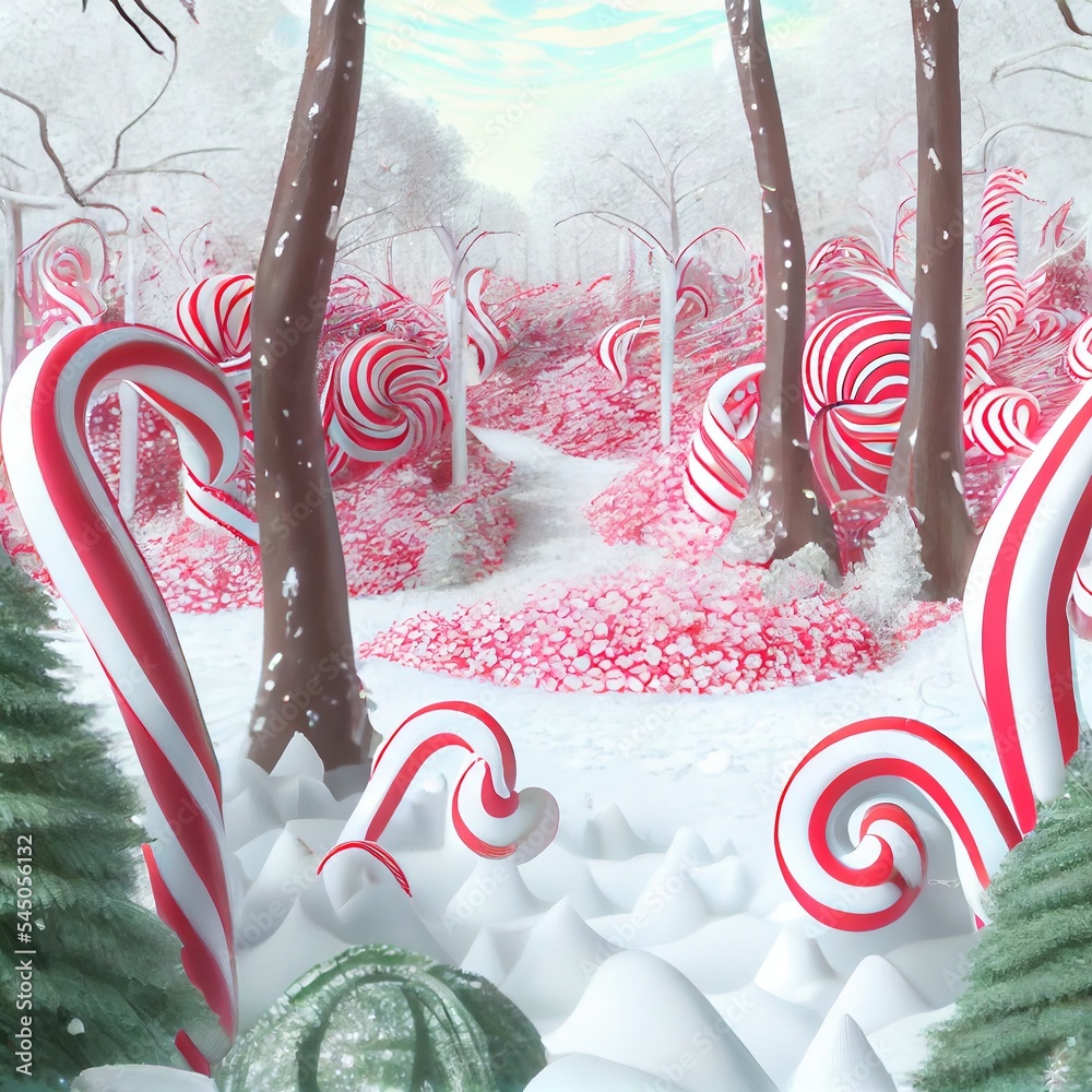 Fantasy candy forest made with Artificial Intelligence Stock