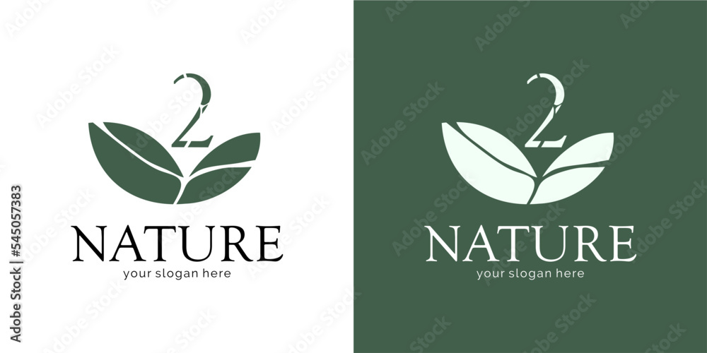 Nature Logo Design with Number 2 Nature Logo Design with Number 2