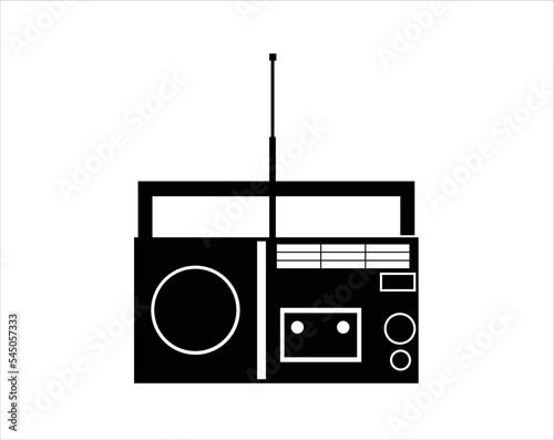 vector design of a radio icon with a black antenna with a speaker on the left from the front