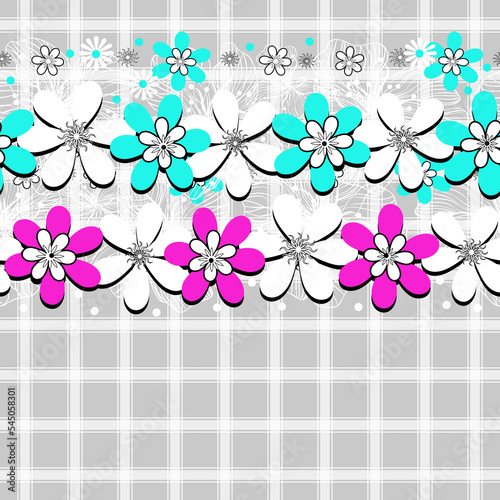 Seamless striped cartoon baby floral pattern