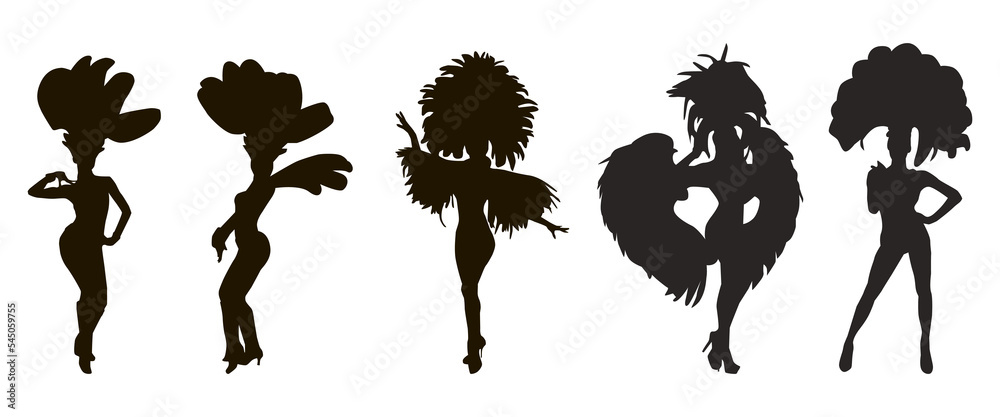 Εκτύπωση καμβά Silhouette of Brazilian Carnival women. Vector illustration