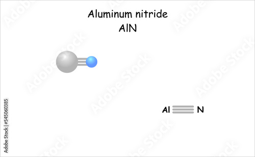 Stylized molecule model/structural formula of aluminum nitride.