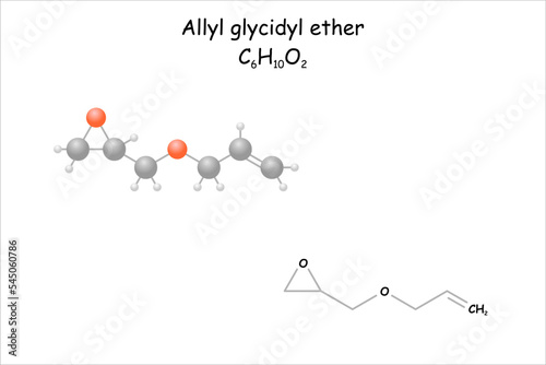 Stylized molecule model/structural formula of allyl, glycidyl, ether