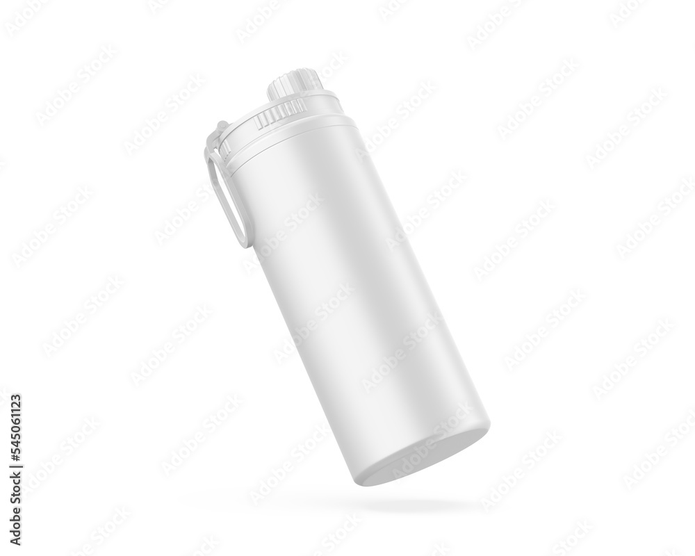 Aluminum white blank shiny sipper bottle ready for your design and branding mockup template isolated on white background, 3d illustration. Aluminum white blank shiny sipper bottle ready for your design and branding mockup template isolated on white background, 3d illustration.