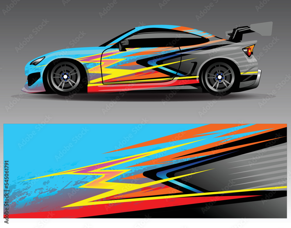 car wrap desing vector. Car livery graphic with abstract racing shape design