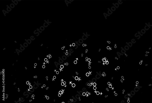 Dark silver, gray vector backdrop with gender signs.