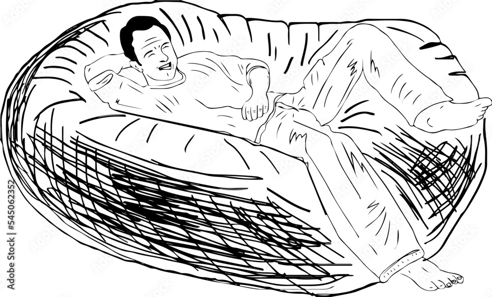 Man Sitting on Bean Bag Vector illustration, man lying on bean bag