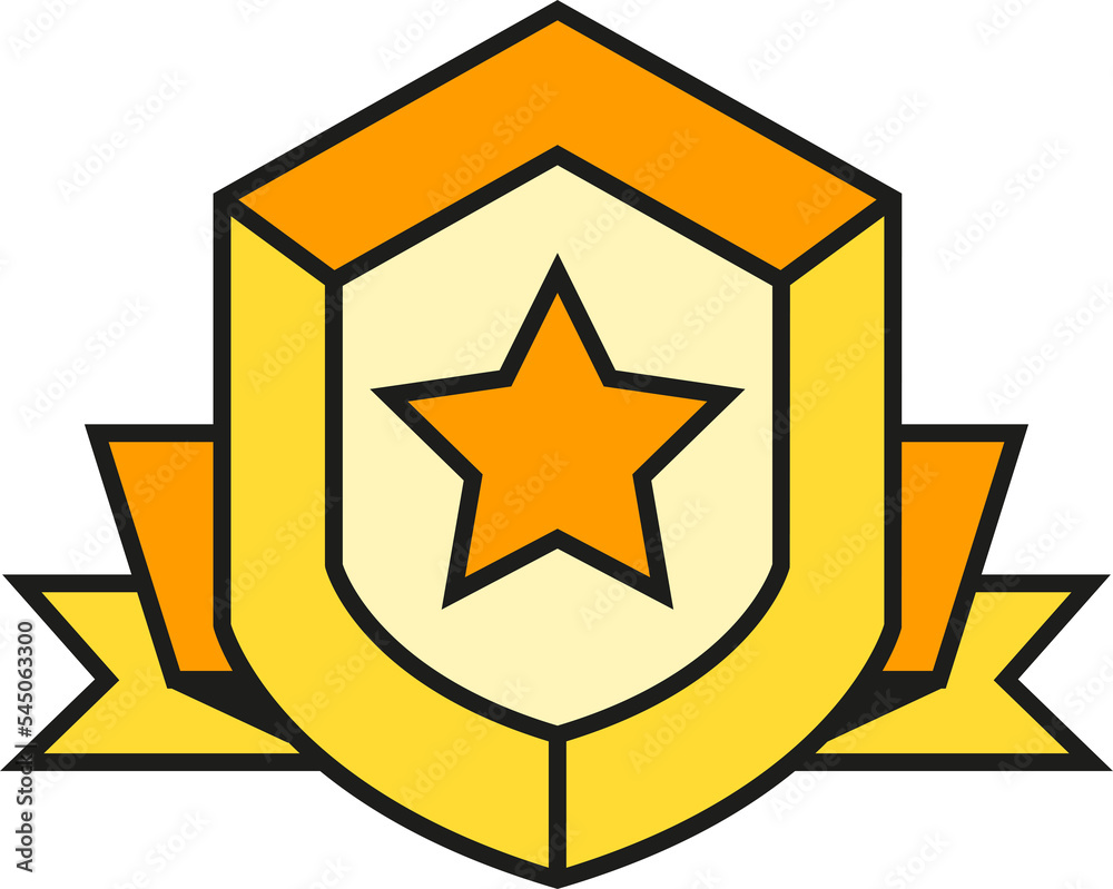 star shield badge with ribbon illustration star shield badge with ribbon illustration
