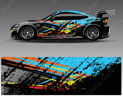 car wrap desing vector. Car livery graphic with abstract racing shape design