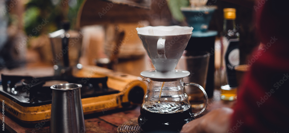 Coffee, coffee making and drip coffee in house