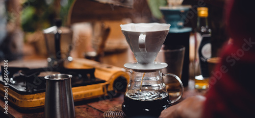 Fotografia, Obraz Coffee, coffee making and drip coffee in house