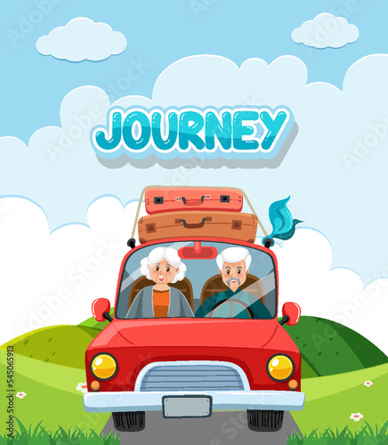 Senior couple driving car travel