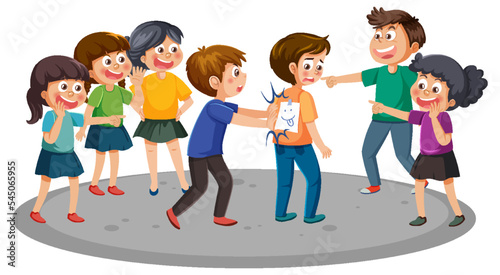 Children teasing their friend