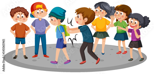 Children teasing their friend