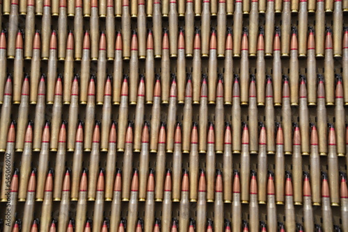 Almaty, Kazakhstan - 04.14.2022 : Ammunition is stacked in a row during military exercises.