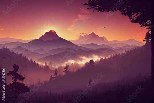 firewatch wallpaper background. beautiful scenery landscape graphic design.