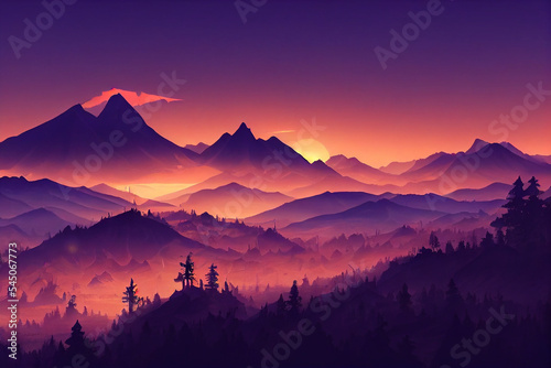 firewatch wallpaper background. beautiful scenery landscape graphic design. photo