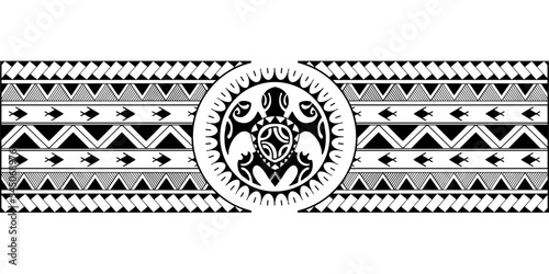 Wrap around arm polynesian tattoo design. Pattern aboriginal samoan.