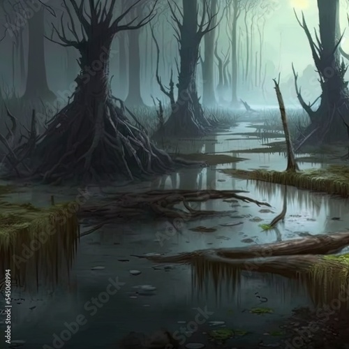 A foggy swamp. Dark and mysterious.  © ECrafts