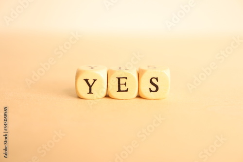 「YES」のアルファベット文字のウッドビーズ photo