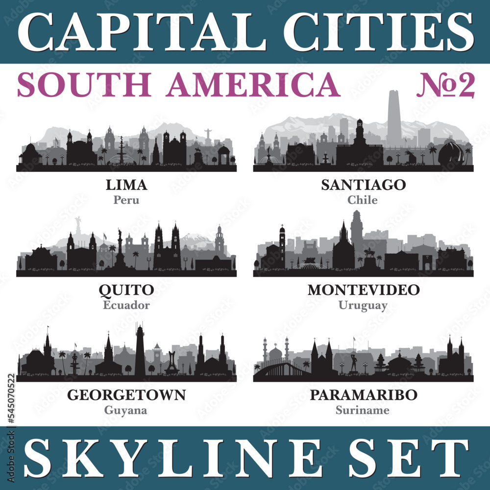 Capital cities skyline set. South America. Part 2