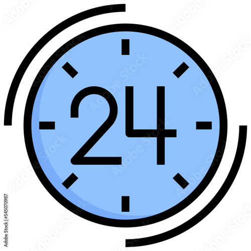 24 hours flat icon,linear,outline,graphic,illustration