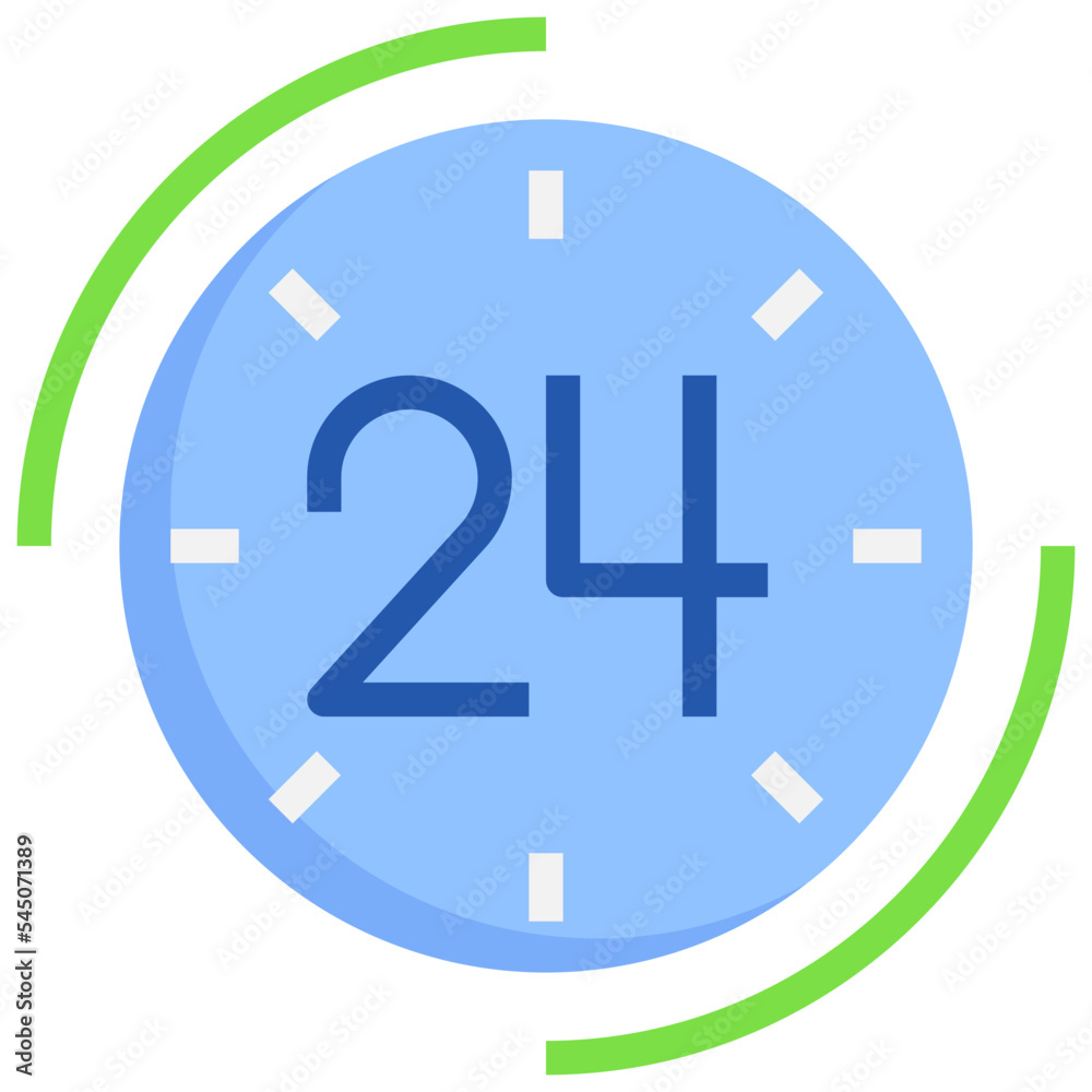 24 hours flat icon,linear,outline,graphic,illustration 24 hours flat icon,linear,outline,graphic,illustration