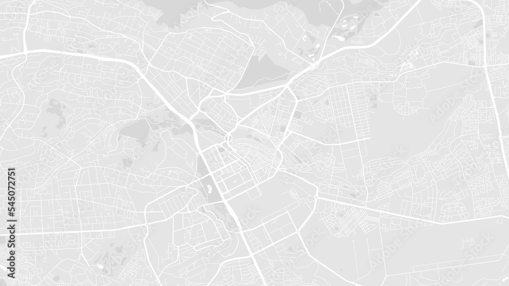 White and light grey Nairobi city area vector background map, roads and water illustration. Widescreen proportion, digital flat design.