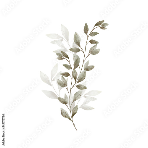 Fototapeta Naklejka Na Ścianę i Meble -  Watercolour Green Botanical Leaves and Wreath
