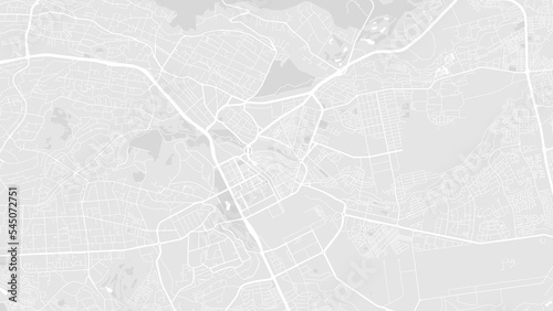 White and light grey Nairobi city area vector background map, roads and water illustration. Widescreen proportion, digital flat design.