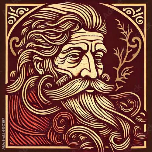 Woodcarved print of Santa 