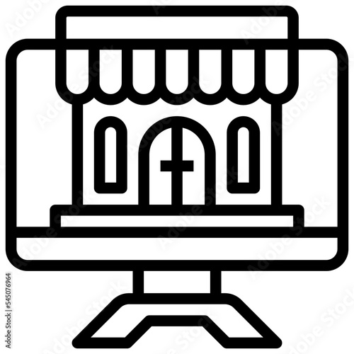 online store line icon,linear,outline,graphic,illustration