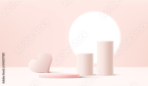 Minimal background mock up with podium for product display. 3d rendering. © KANPIROM