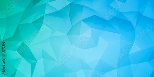 Turquoise and blue polygons background, polygonal abstract wallpaper with geometric shapes and texture patterns color gradient backdrop with copy space for text
